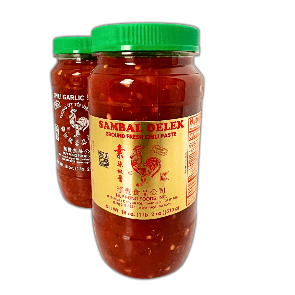 Hot Chili Paste Sauce - Garlic Chili 18oz Sambal Oelek 18oz 2-Pack Bundle