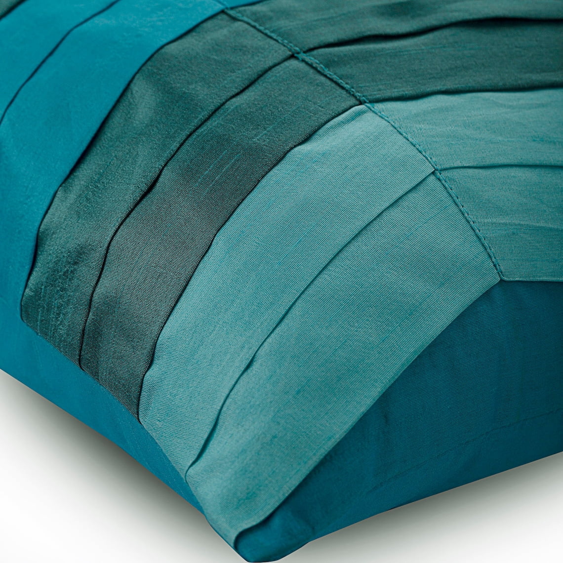 Teal Pillows Cover, Striped Accent Pillows, 12x12 inch (30x30 cm) Pillows Cover, Silk Square Throw Pillows Cover, Textured Pintucks Solid Color Pillows, Modern, Chevron - Teal Waves