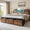 Rustic Brown, variant on EnHomee Metal Bed Frame with 8 Storage Drawers Metal Bed Frame Queen with Headboard & LED Light & Charge Station,Black