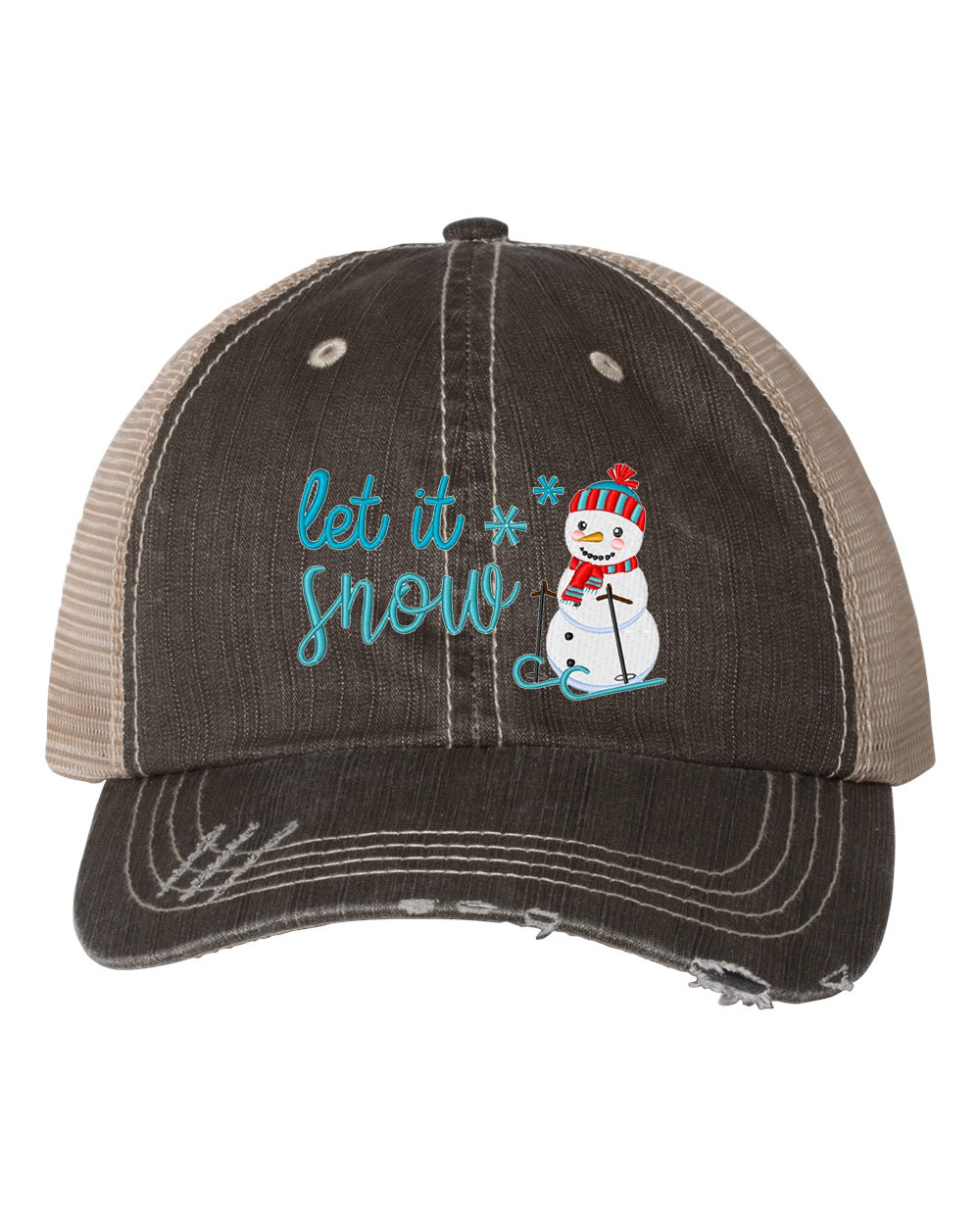 Women\'s Embroidery Adjustable Washed Distressed Casual Trucker Hat Christmas Women main image 3