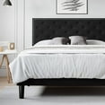 thumbnail image 2 of Allewie Queen Size Bed Frame, Velvet Upholstered Platform Bed with Adjustable Diamond Button Tufted & Nailhead Trim Headboard, Black, 2 of 7