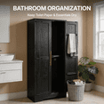 thumbnail image 5 of NORTHSKY Wooden Storage Cabinet, Broom Closet & Vacuum Cleaner Storage Compatible with Dyson Vacuum, Utility Cabinet for Brooms and Mops, Cleaning Tool Cabinet w/Doors for Garage, Home (Black), 5 of 7