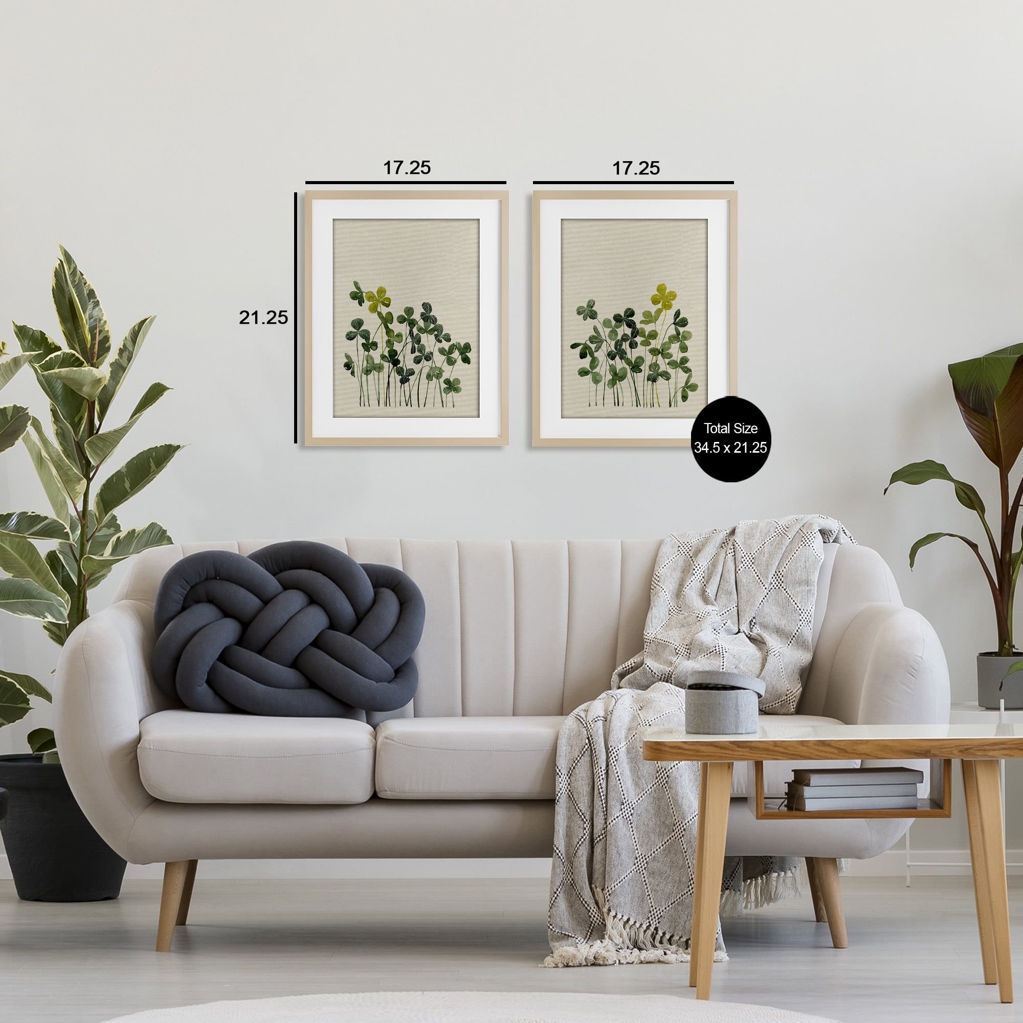 Minimal Hidden Gems 2 Piece Birch Framed Print Under Glass Set, design by Grace Popp