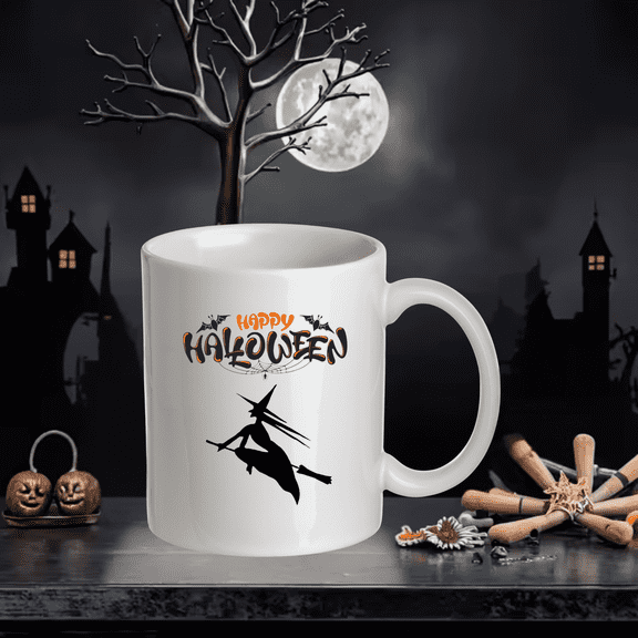 Witch & Happy Halloween 11oz Ceramic Mugs, 2-Pack