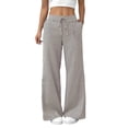 thumbnail image 3 of Women's Soft Stretch Mid Waist Striped Pants with Pockets, Elastic Waistband Tummy Control Slim Fit Trousers, Casual Summer Comfy Pull On Palazzo Bottoms, Office Work | TruBelle,Brown L, 3 of 9
