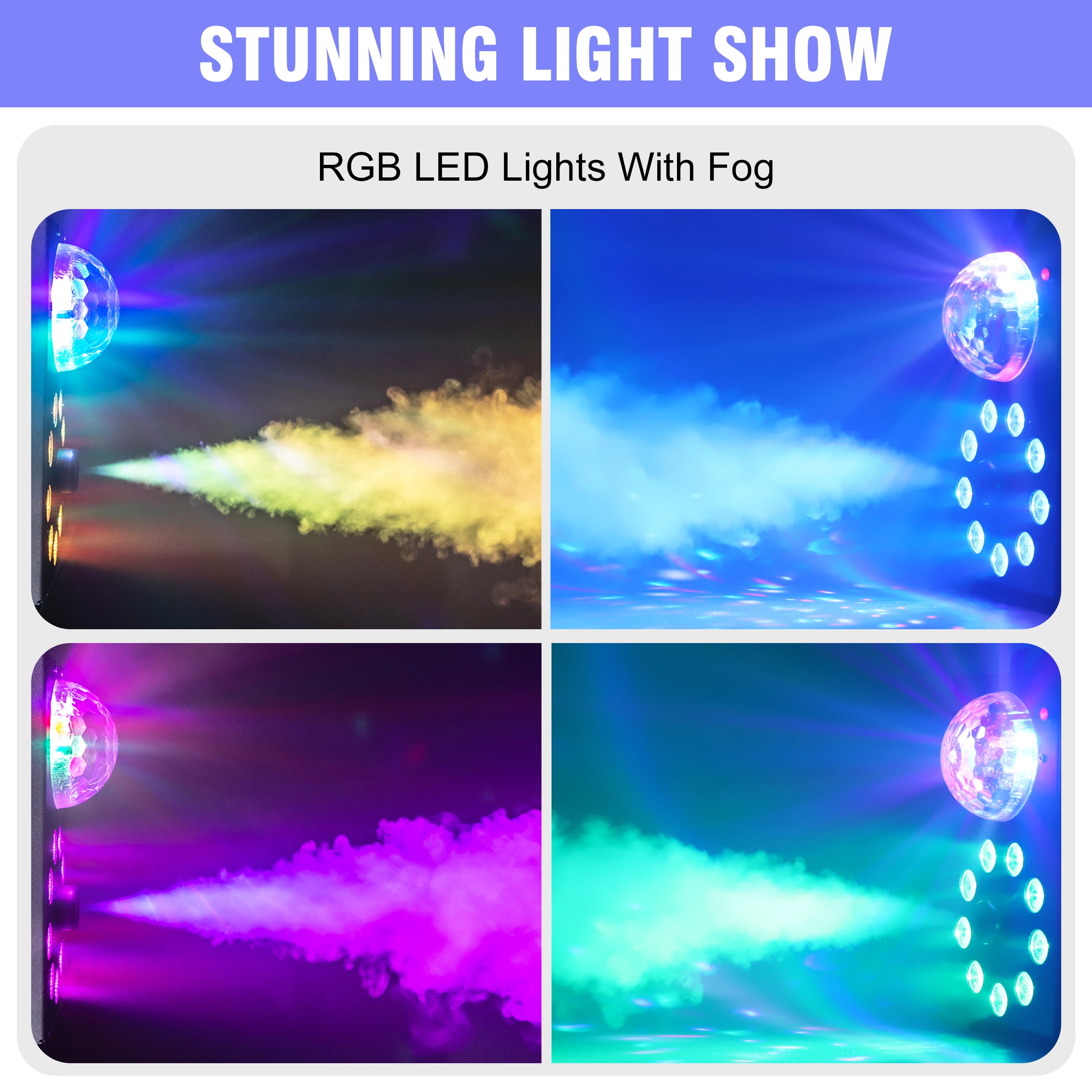 Easter Fog Machine 700W Smoke Machine with Controllable 9 LED Color Lights and Disco Ball Lights for Christmas Wedding Party
