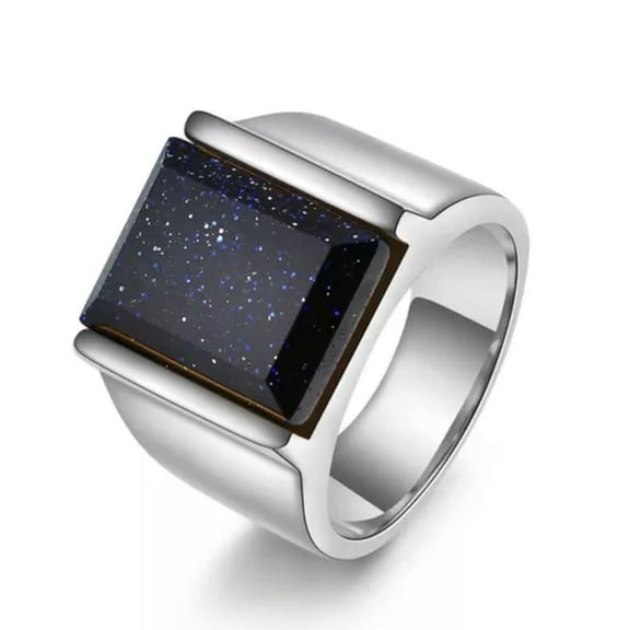 15MM Men's 4-colors Stone Stainless Steel 18K Gold Plated/Silver Ring Size 7-12