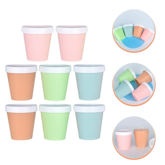 STOBOK Portable Assorted Color PP Ice Cream and Soup Containers 8Pcs