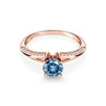 thumbnail image 2 of Gem Stone King 18K Rose Gold Plated Silver Ring Round Persian Blue Moissanite and (1.38 Cttw, Size 8), 2 of 4