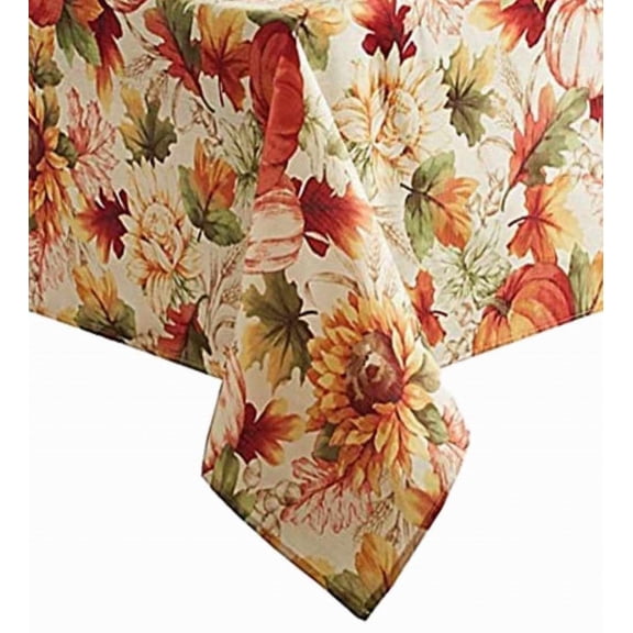Autumn Sunflower Tablecloth, Harvest Print Fabric Table Cloth 60x120 Ob