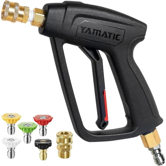YAMATIC Short Pressure Washer Gun, 4000 PSI, 3/8" Swivel Quick Connect, Easy Pull Trigger, Replacement for Ryobi, Simpson, Craftsman, DeWalt Power Washers