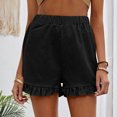 thumbnail image 2 of Women's Shorts Cute Ruffle Solid Color Elastic Waist Shorts Casual Loose Fit Summer Work Trendy Vacation Beach Shorts, 2 of 7