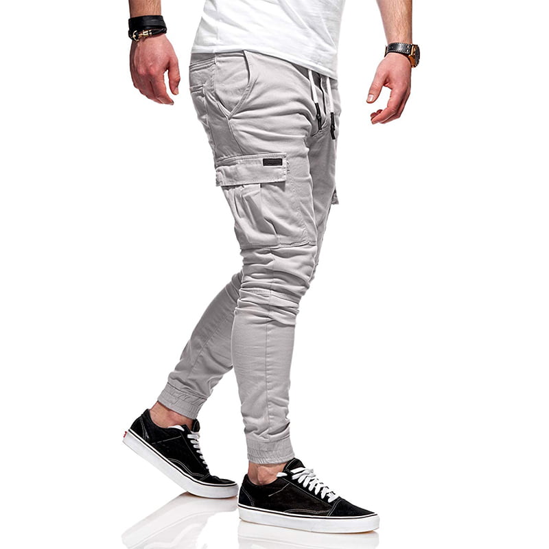 Mens Straight Slim Fit Military pocket work Casual Cargo Overalls Pants Trousers 