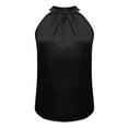 thumbnail image 6 of SAFUNY Women's Halter Neck Sleeveless Satin Top Elegant Tank Top for Evening Events Black S, 6 of 8