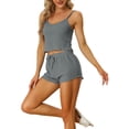 thumbnail image 4 of INSPIRE CHIC Women's Pajama Sets Knit Cami Tops with Shorts 2 Pcs Lounge Sleepwear M Dark Gray, 4 of 6
