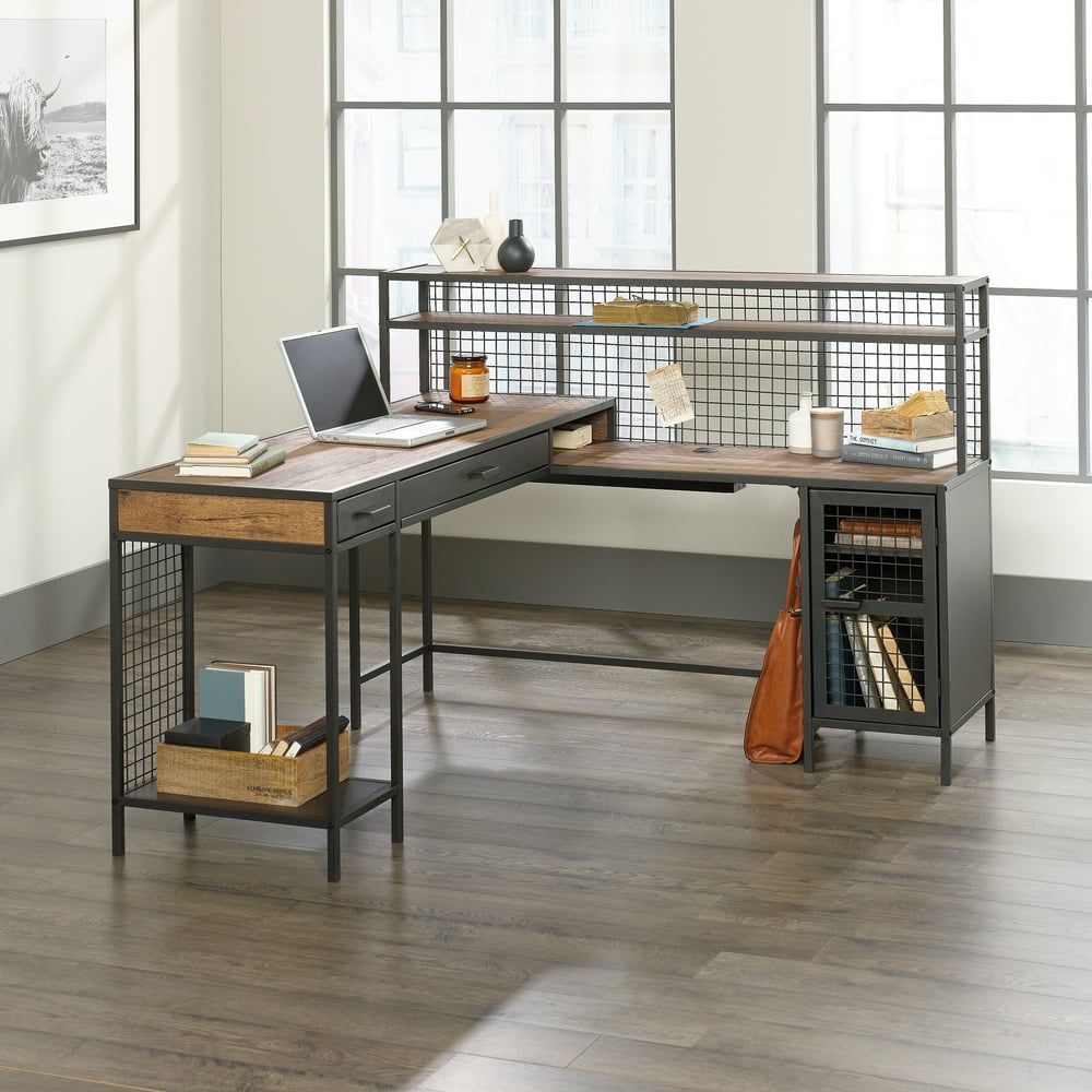 Better Homes & Gardens Lindon Place LShaped Desk with Cage, Vintage