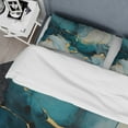 thumbnail image 4 of Designart "Infused Marble in Turquoise and Gold IV" Fractals Bedding Covert Set - Abstract Blue Modern Bed Set With 2 Shams, 4 of 6