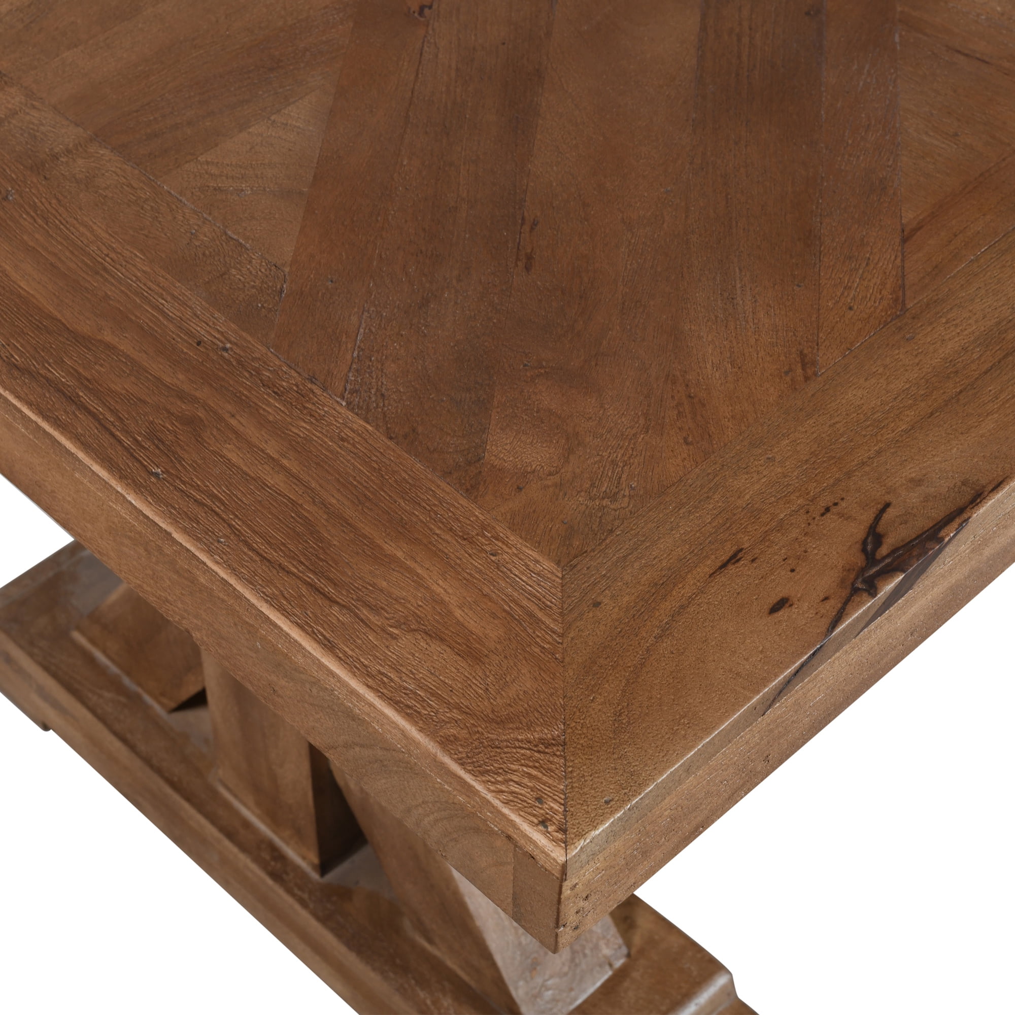 Ox Bay Quia 84" Wood Herringbone Rectangular Dining Table for 6 to 8 Person, Farmhouse Kitchen Table, Natural Finish