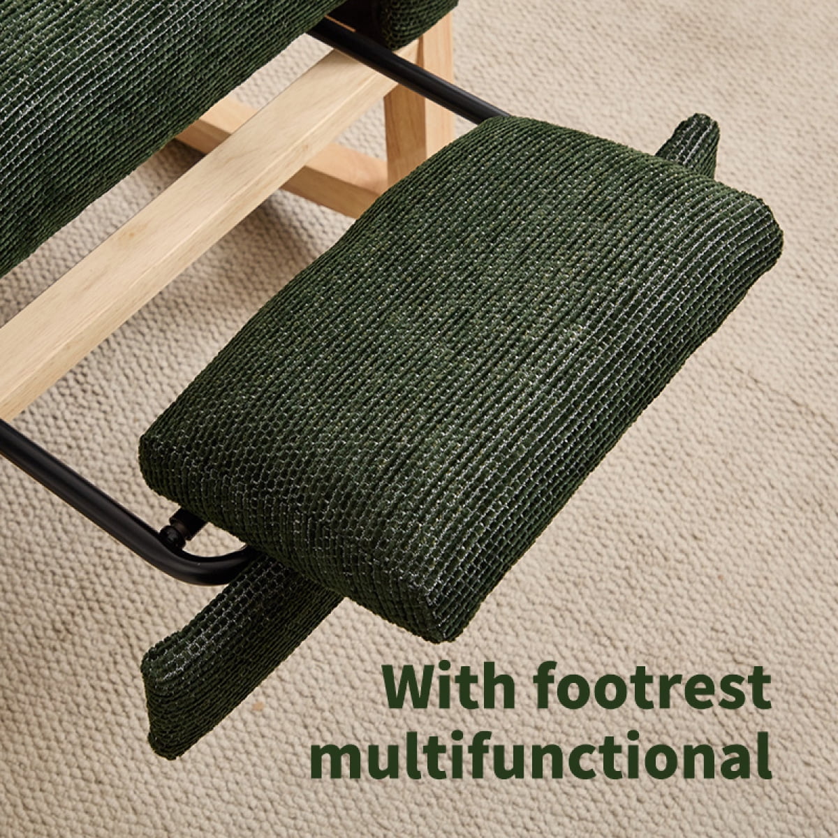 Modern Accent Rocking Chair Rocking Chair with Solid Wood Legs, Upholstered Nursery Glider Rocker, Comfy Armchair with Side Pocket, Living Room Lounge Arm Chair with High Backrest fabric BN.7336