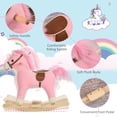 thumbnail image 3 of Interactive Plush Rocking Horse with Sounds for Toddlers, Pink Wooden Rocker for Kids Ages 3-6, Soft Safe Baby Rocking Chair, 3 of 9