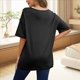 thumbnail image 5 of Camiseta Holgada de Algodón de Color Liso con Cuello Redondo y Aberturas Laterales, Color Negro, Talla L, 5 of 6