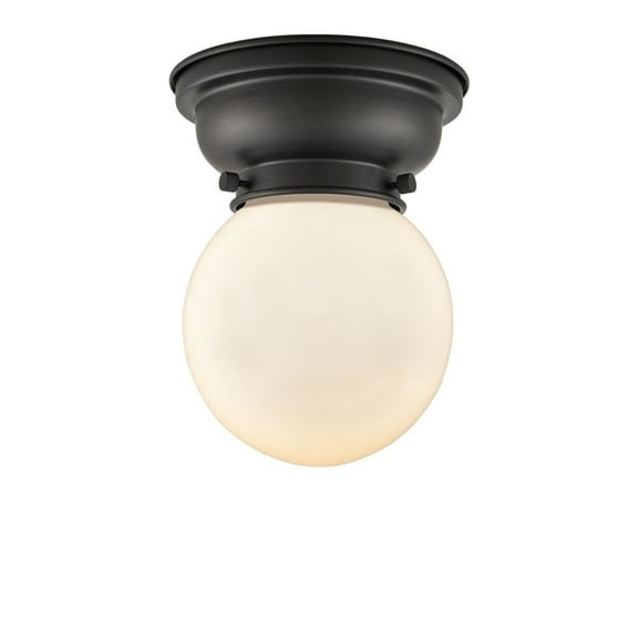 623-1F-BK-G201-6-Innovations Lighting-Beacon - 1 Light Flush Mount In Industrial Style-7.15 Inches Tall and 6.25 Inches Wide-Matte Black Finish-Matte