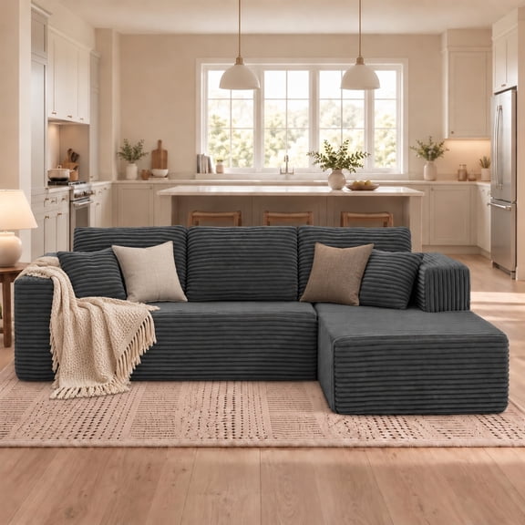 Actoroom 106" Convertible Sectional Sofa, L-Shaped Modular Cloud Couch with Chaise,Oversized Boneless Couch for Living Room,Gray
