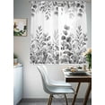 thumbnail image 4 of Grey Eucalyptus Leaves Sheer Curtains 72 Inch Length 2 Panels Set Window Treatments, Watercolor Spring Summer Botanical Rod Pocket Semi Curtains for Living Room/Bedroom/Kitchen Décor, 104"W x 72"L, 4 of 7