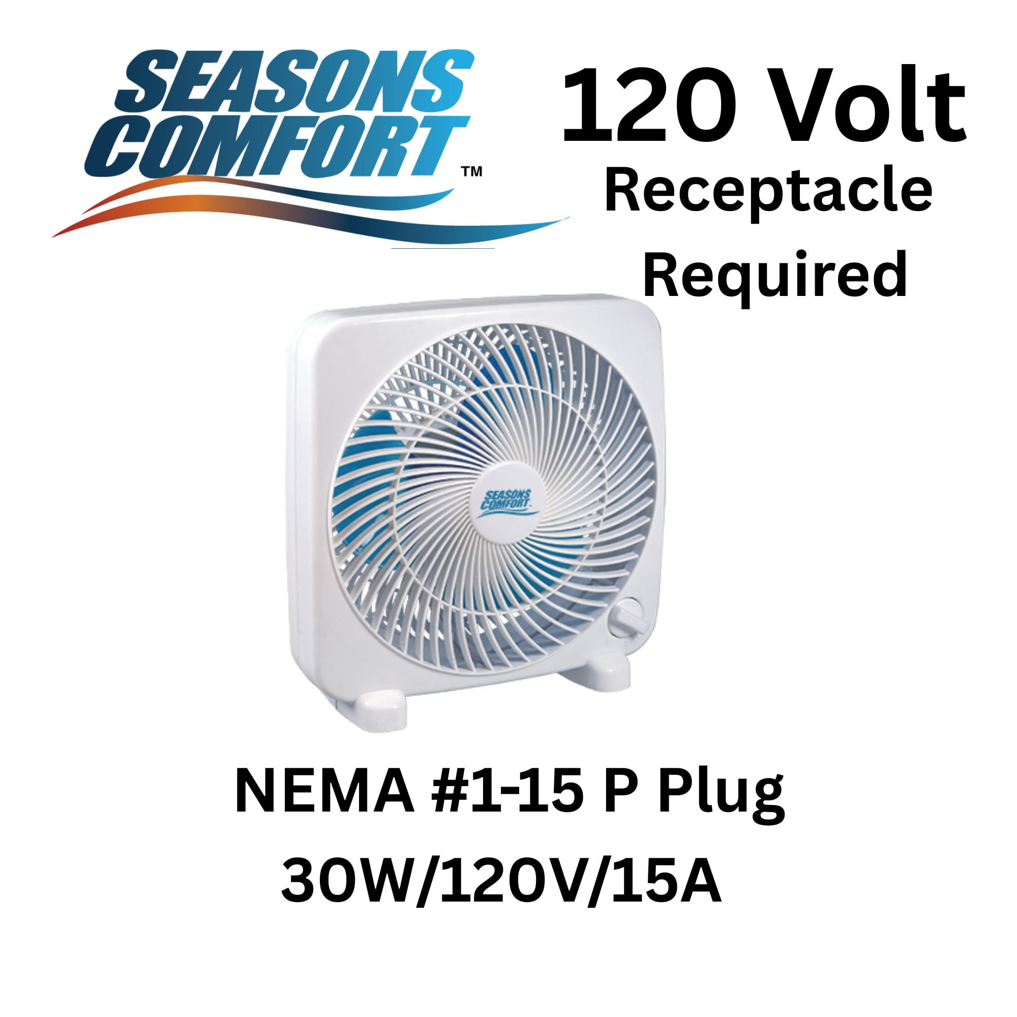 Seasons Comfort 9-In. 3-Speed Personal Portable Box Fan, FBX9, White, FBX9