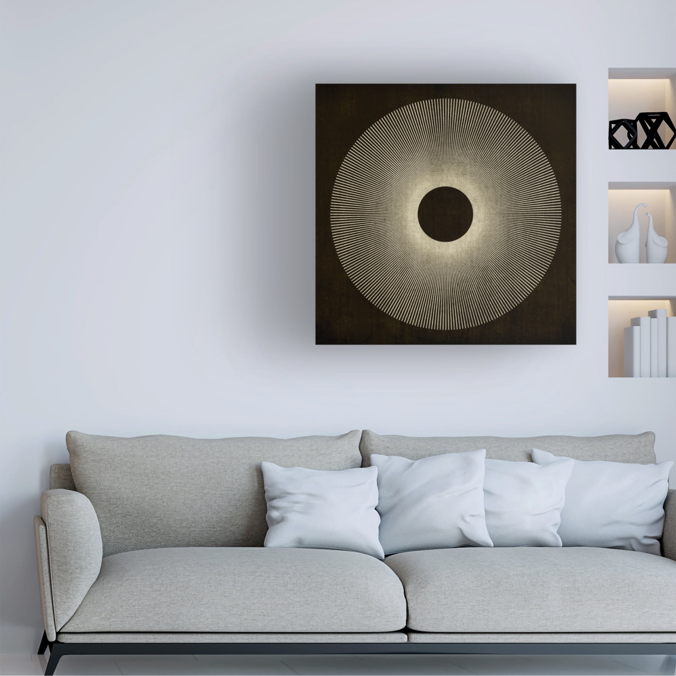 Canvas Wall Art - Tom Quartermaine 'Cool Textured Modern Abstract Square Sun' Wall Art for Living Room, Bedroom, or Office Décor by Trademark Fine Art - 35 x 35 Inches