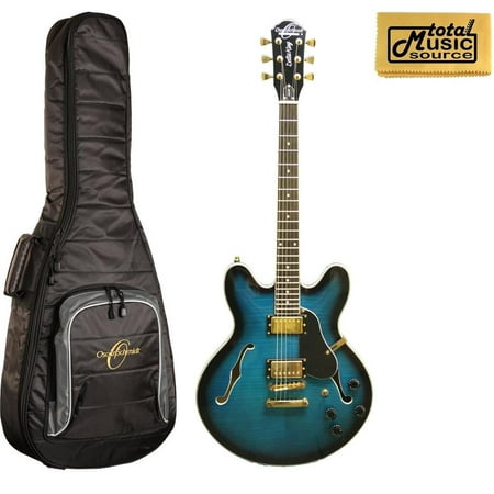 Oscar Schmidt Delta King Semi Hollow BlueBurst Guitar w/ Gig Bag, OE30FBLB, OE30FBLB (Best Semi Hollow Guitars)