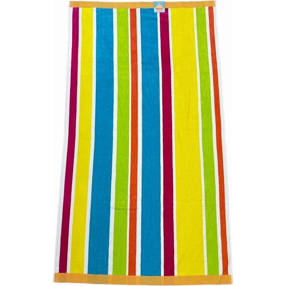 Heavy Weight Pastel Stripes Cotton Velour Jacquard Oversized Beach Towel 40x72