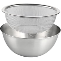 2 Pieces Fruit Vegetable Washing Basket,Durable Washing Bowl,Rice Washing Bowl,Colander Food Strainers Set,Stainless Steel Colander with Mixing Bowl