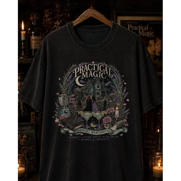 Midnight Margaritas Witchy Halloween Shirt, Practical Magic Inspired Gothic House Graphic T-Shirt