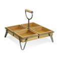 thumbnail image 1 of Cheungs 5318 Rangement Carré en Bambou avec 4 Assiettes et Support en Métal, 1 of 1