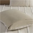 thumbnail image 5 of JERFIT King Size 3-Piece Duvet Cover Set with Chenille Embroidery, 100% Cotton Yarn Dyed Taupe & White Striped Bedding, 5 of 9