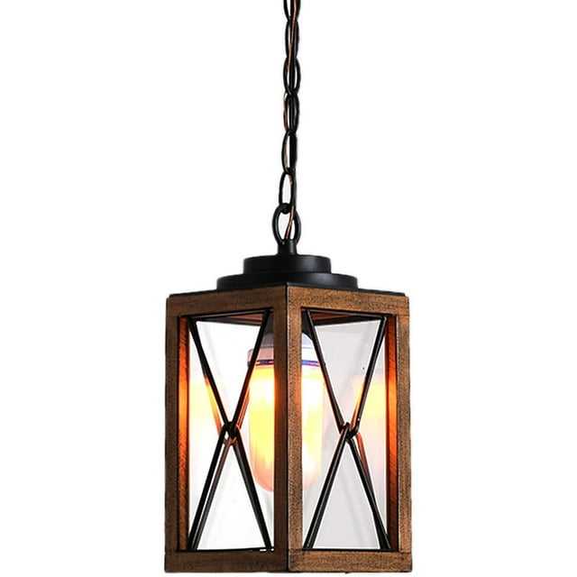 Outdoor Pendant Light Farmhouse Exterior Hanging Lantern with Clear Glass Shade for Porch, Patio, Entryway, ETL List