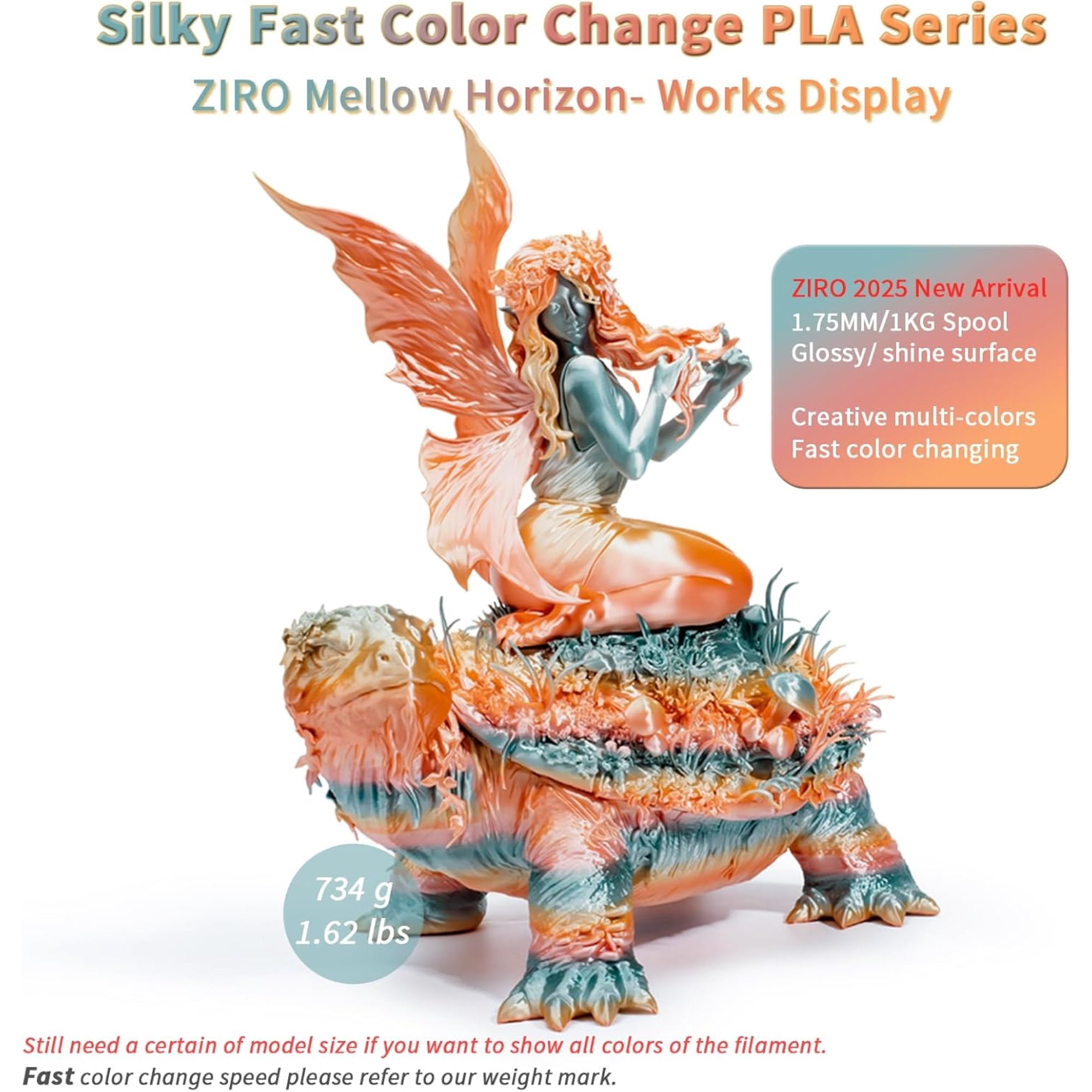 Ziro 3D Gradient Silk PLA Filament 1.75mm 1kg, Mellow horizon