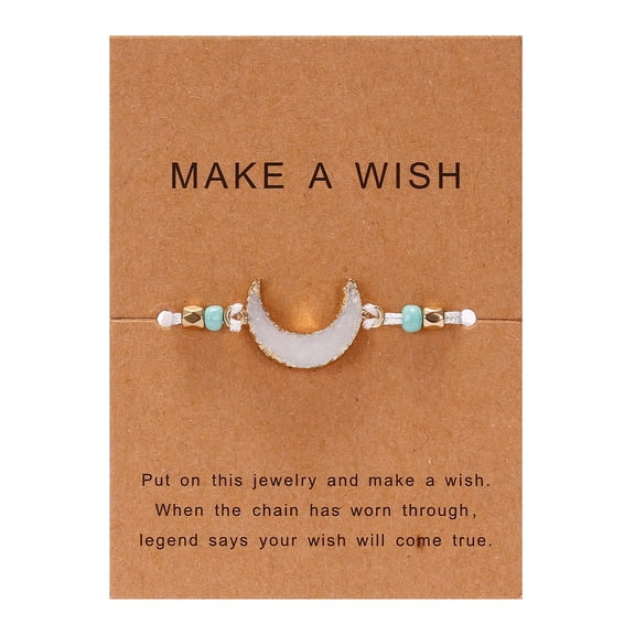 PONPRNGY Handmade Wrap Friendship Braided Bracelet Adjustable Wrist Cord Beaded Bracelet for Women Wish Card Valentine's Day Jewelry
