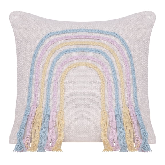 Ox Bay Hope 20" x 20" Braided Pastel Rainbow Abstract Cotton Adult Decorative Throw Pillow