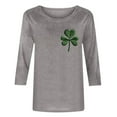 thumbnail image 4 of LIaqionyy St Patrick's Day Women Shamrock Graphic T-Shirt 3/4 Sleeve Crewneck Loose Casual Festival Tops, 4 of 4