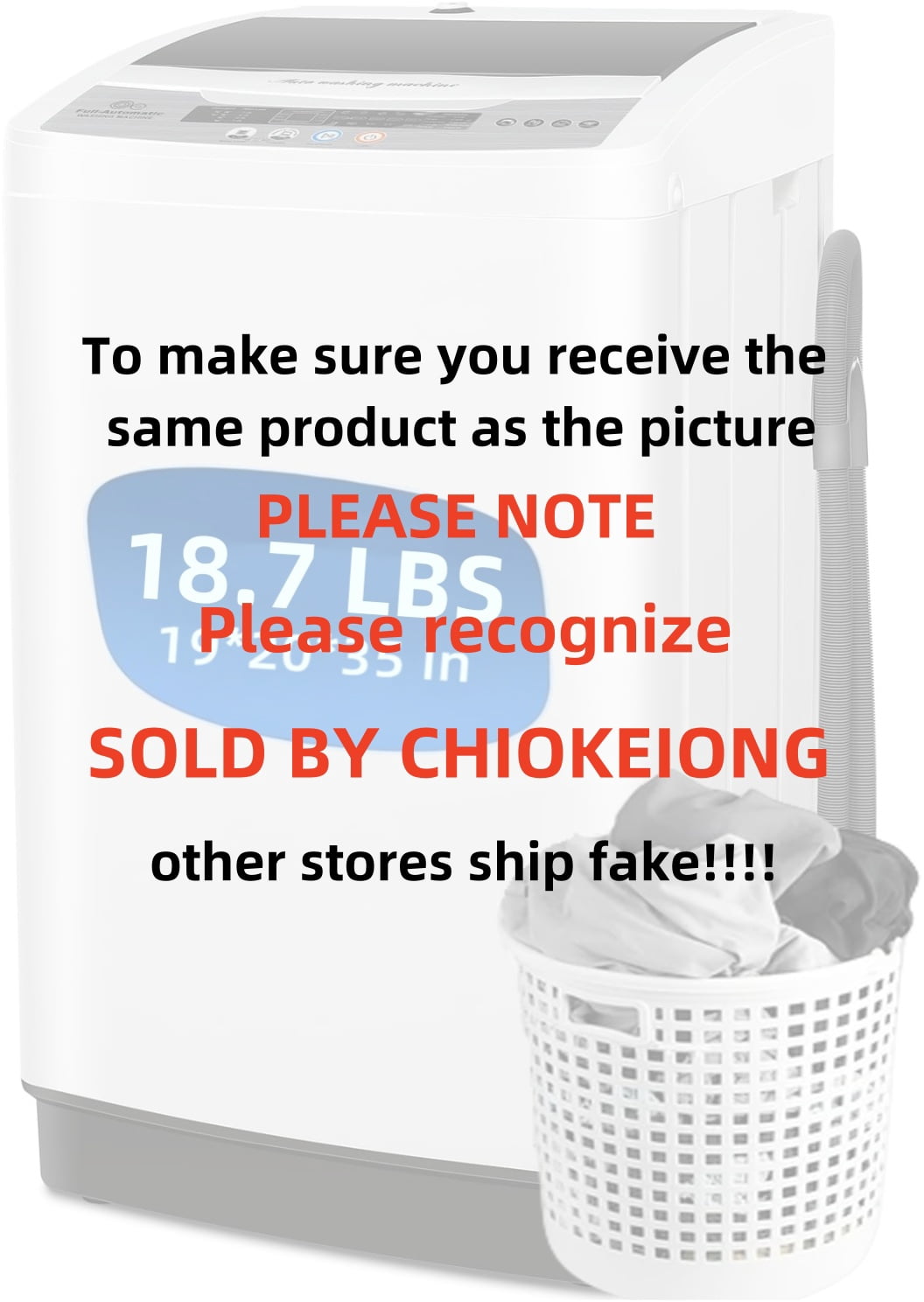 Adnoom Portable Washing Machine, 18.7lbs Full Automatic Compact 10 Programs & 8 Water Levels Washer Machine with Child Lock and LED Display, Low Noise Laundry Wash for Apartments, Home, Dorms