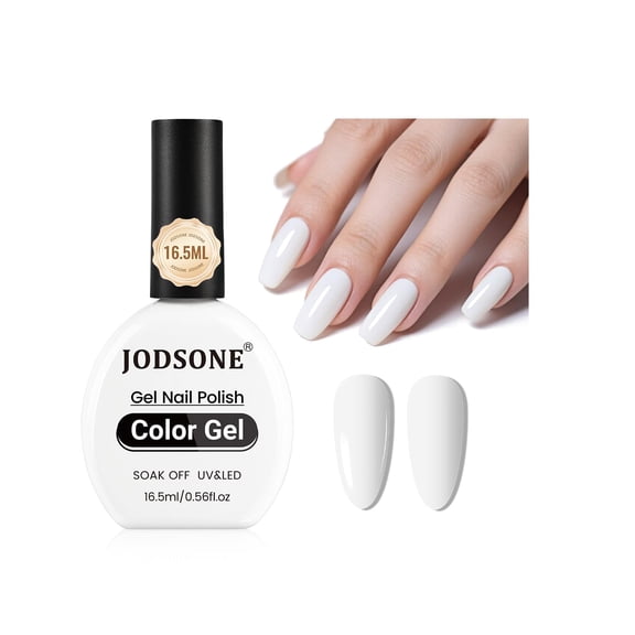 JODSONE 16.5ml White Gel Nail Polish, Soak Off U V LED Gel Polish for Salon & DIY Home Nail Manicure (UV Lamp Required)