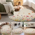 thumbnail image 5 of Round Rug 6Ft Washable Non-Slip, Watercolor Flowers Circle Area Rugs for Living Room Bedroom, Spring Daisy Floral Butterflly Beige Indoor Floor Mats Carpet Runner for Home Decor Aesthetic, 5 of 8