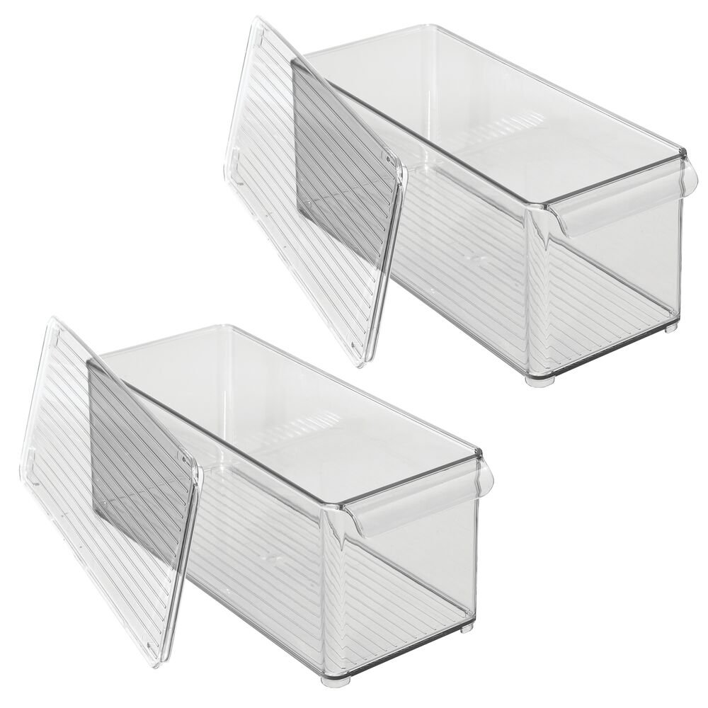 mDesign Plastic Kitchen Food Storage Bin with Handle, Lid, 2 Pack