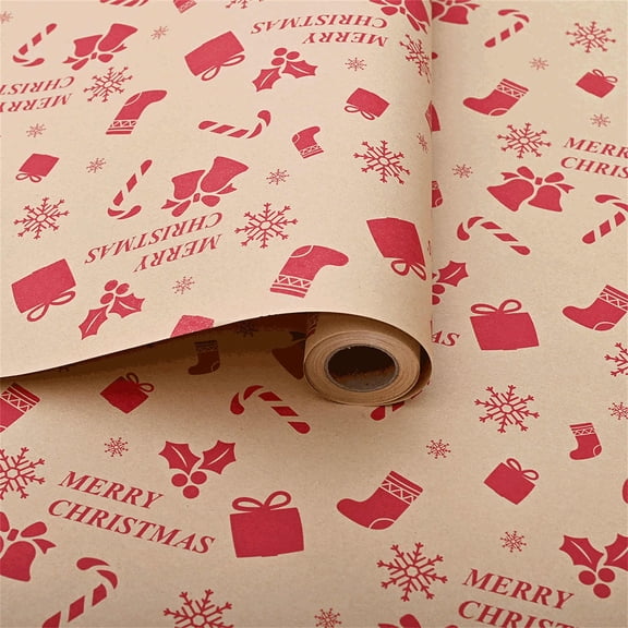Hometravel Christmas Wrapping Paper, Gift Wrap Roll with Holiday Patterns, 5 Meter Seasonal Packaging Paper for Present Wrapping, Party Decorations