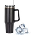 thumbnail image 1 of Tasse Isotherme 40OZ avec Poignée - Noir, Tasse à Café Isotherme avec Poignée et Paille en Acier Inoxydable, Tasse de Voyage à Double Isolation sous Vide avec Couvercle, Tasse Réutilisable, 1 of 4