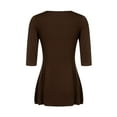 Women Solid Color Shirt, Elbow Length Sleeve Vneck Button Decor Chest