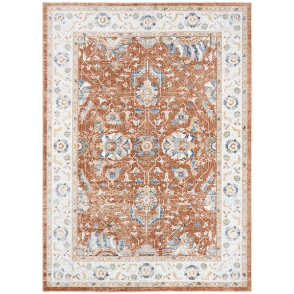 Nourison Astra Machine Washable 4' x 6' Rust Ivory Vintage Indoor Flatweave Rug