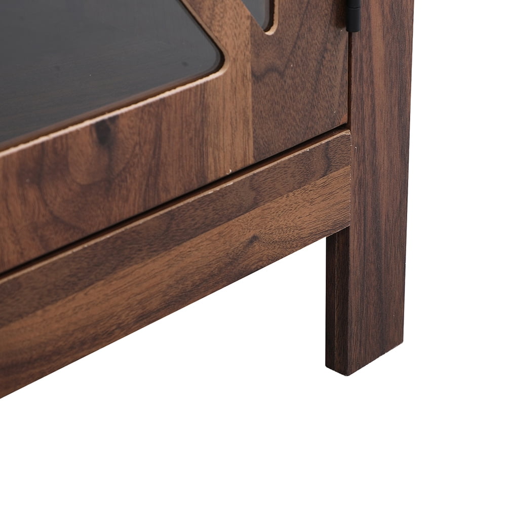 Kadyn Nightstand Side End Table with Barn Door Cabinet, Farmhouse End Table Accent Table, Light Walnut Kadyn Nightstand Side End Table with Barn Door Cabinet, Farmhouse End Table Accent Table, Light Walnut